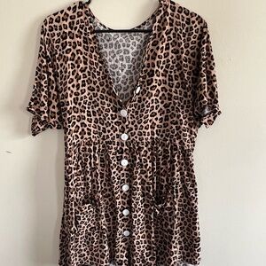Leopard Print Button-Up Women's Top